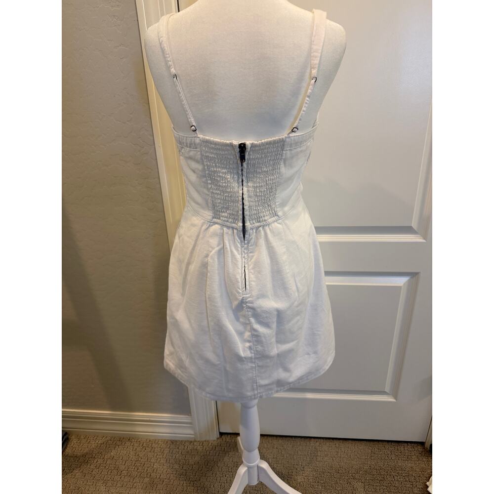 Abercrombie & Fitch White Tie Front Mini Dress Size M | Summer Linen Blend - Picture 5 of 6